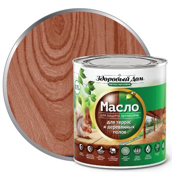 Масло Здоровый дом для террас, лестниц, полов махагон 0,75 л
